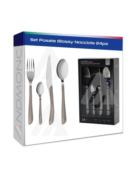 Set Posate Glossy Nocciola 24pz