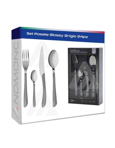 Set Posate Glossy Grigio 24pz