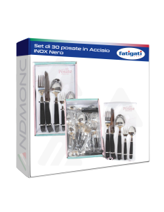 Set di 30 posate in Acciaio INOX Nero Fatigati