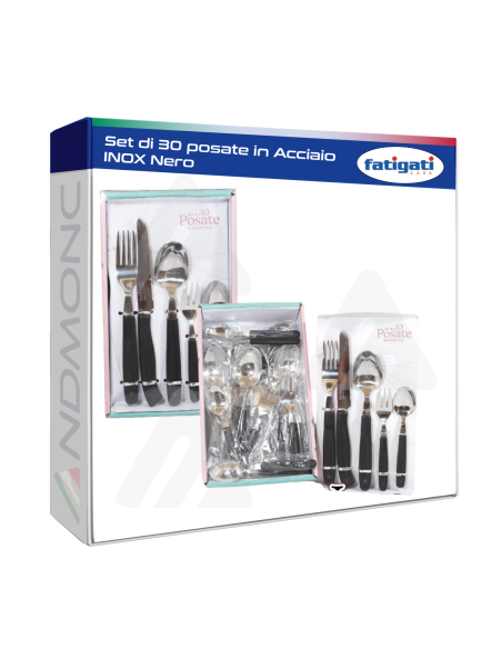 Set di 30 posate in Acciaio INOX Nero Fatigati
