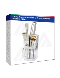 Porta Posate Bianco e Trasparente Cucina porta oggetti