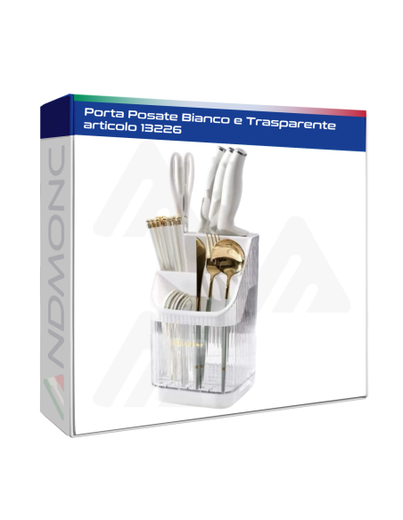 Porta Posate Bianco e Trasparente Cucina porta oggetti