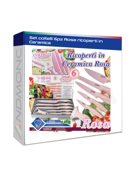 Set coltelli 6pz Rosa ricoperti in Ceramica Fatigati
