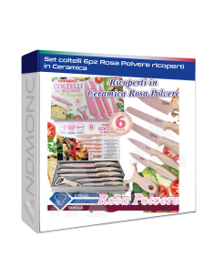 Set coltelli 6pz Rosa Polvere ricoperti in Ceramica Fatigati