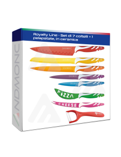 Royalty Line - Set di 7 coltelli + 1 pelapatate, in ceramica