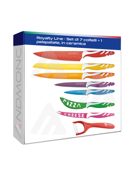 Royalty Line - Set di 7 coltelli + 1 pelapatate, in ceramica