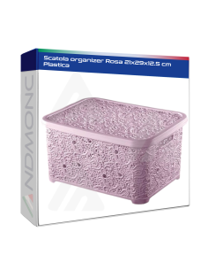 Scatola organizer Rosa 21x29x12.5 cm Plastica