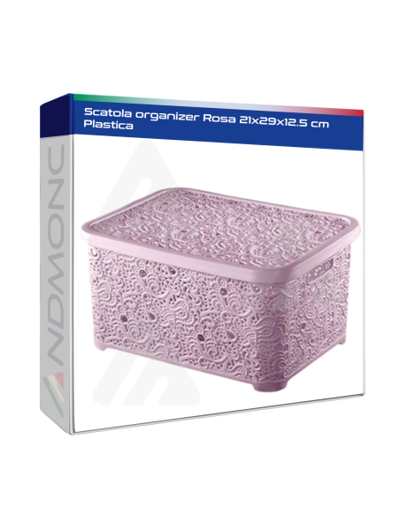 Scatola organizer Rosa 21x29x12.5 cm Plastica