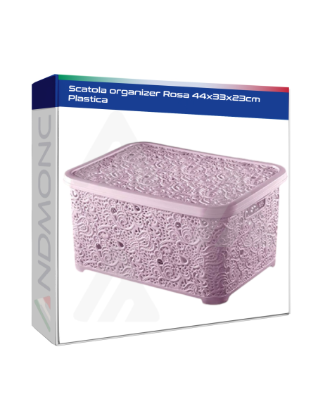 Scatola organizer Rosa 44x33x23cm Plastica