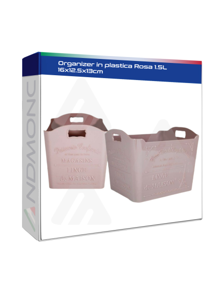 Organizer in plastica Rosa 1.5L 16x12.5x13cm