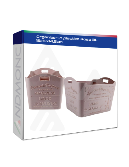 Organizer in plastica Rosa 3L 15x19x14,5cm