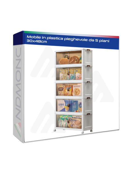 Mobile in plastica pieghevole da 5 piani 30x48cm