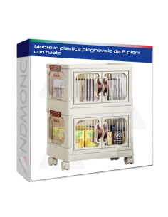 Mobile in plastica pieghevole da 2 piani con ruote