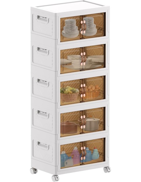 Armadio pieghevole in plastica da 5 piani 48x30x140cm