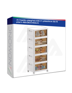 Armadio pieghevole in plastica da 5 piani 48x30x140cm