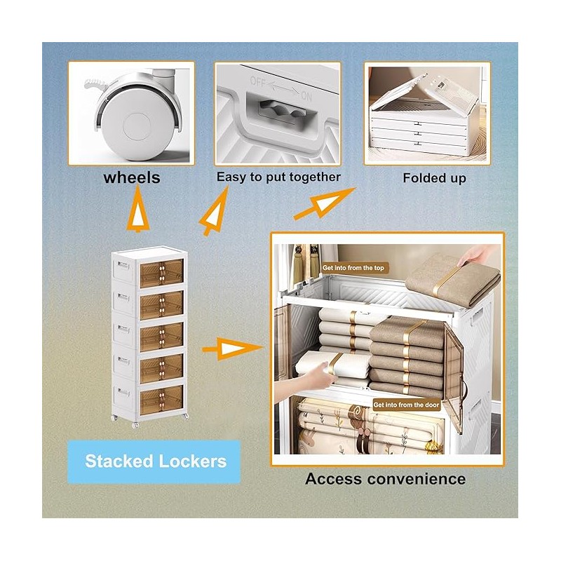 Armadio pieghevole in plastica da 5 piani...