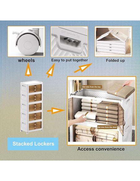 Armadio pieghevole in plastica da 5 piani 48x30x140cm