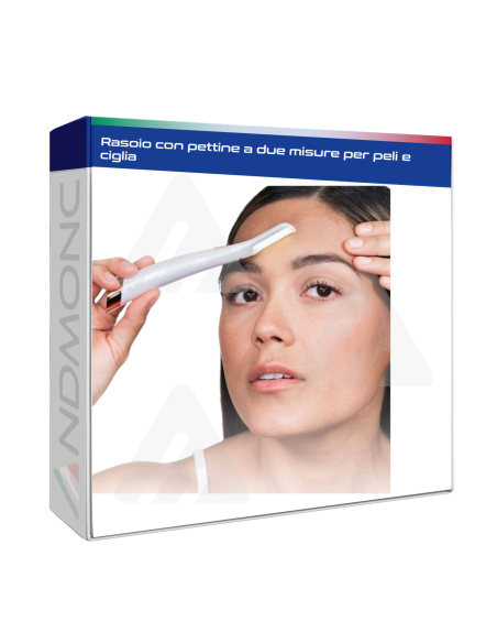 Rasoio con pettine a due misure per peli e ciglia