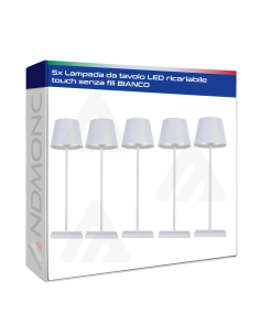 5 pezzi Lampada da tavolo LED ricariabile touch senza...