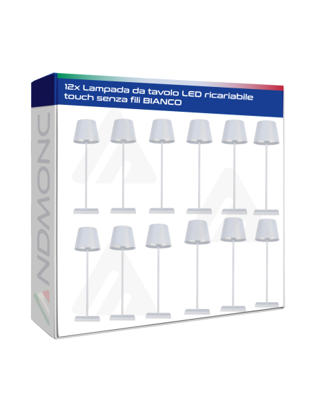 12 pezzi Lampada da tavolo LED ricariabile touch senza fili BIANCO