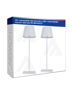 2 pezzi Lampada da tavolo LED ricariabile touch senza...
