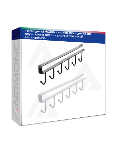 Portaganci multifunzione con ganci da appendere sotto ripiani e tazze di asciugatura