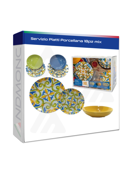 Servizio Piatti Porcellana 18pz mix