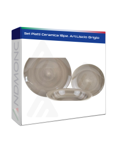 Set Piatti Ceramica 18pz. Art.Liscio Grigio