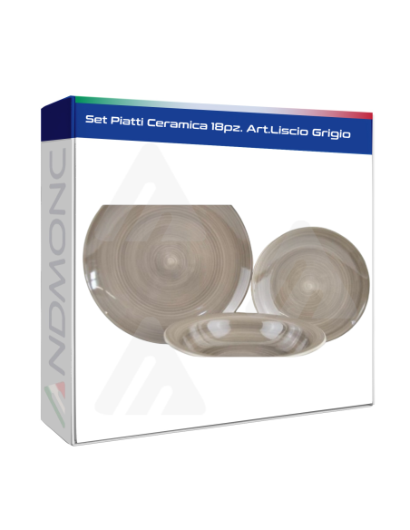 Set Piatti Ceramica 18pz. Art.Liscio Grigio