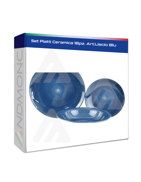 Set Piatti Ceramica 18pz. Art.Liscio Blu