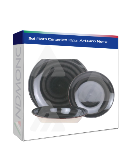 Set Piatti Ceramica 18pz. Art.Giro Nero
