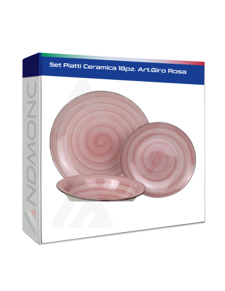 Set Piatti Ceramica 18pz. Art.Giro Rosa