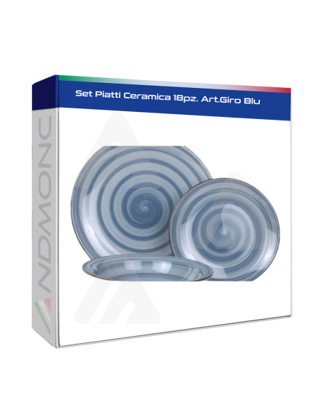 Set Piatti Ceramica 18pz. Art.Giro Blu
