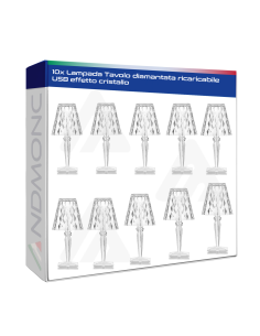 10 pezzi Lampada Tavolo diamantata ricaricabile USB...