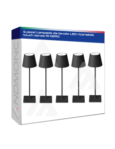 5 pezzi Lampada da tavolo LED ricariabile touch senza...