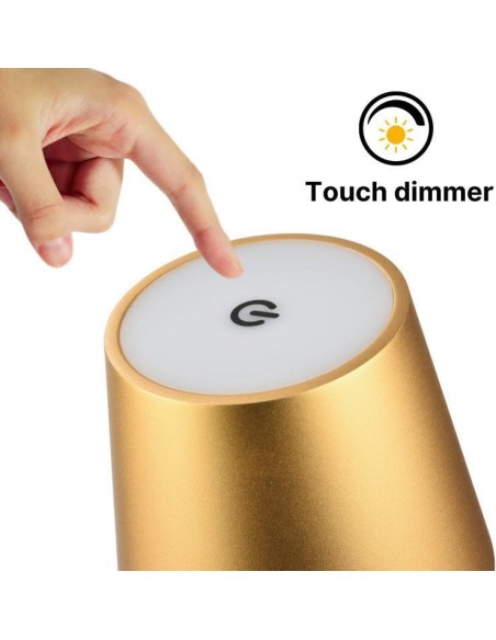 2 pezzi Lampada da tavolo LED touch Oro