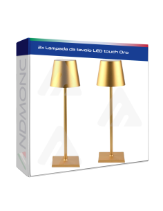 2 pezzi Lampada da tavolo LED touch Oro