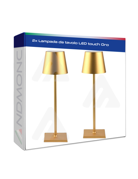 2 pezzi Lampada da tavolo LED touch Oro