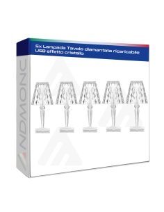 5 pezzi Lampada Tavolo diamantata ricaricabile USB...