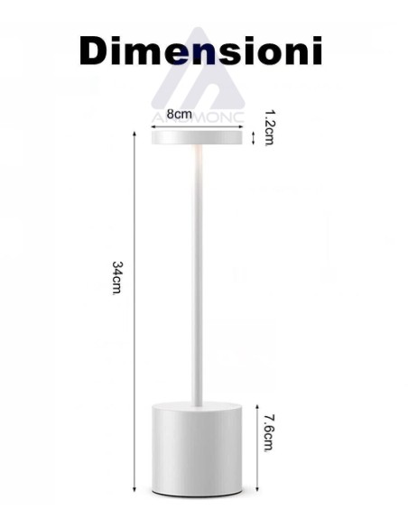 10 pezzi Lampada da Tavolo ricaricabile touch dimmerabile Argento