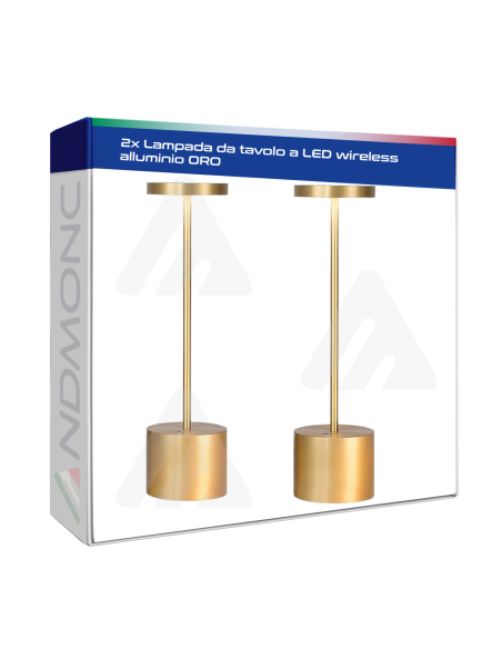 2 Pezzi Lampada da tavolo a LED wireless alluminio