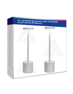 2 Pezzi Lampada da tavolo LED ricariabile touch senza...