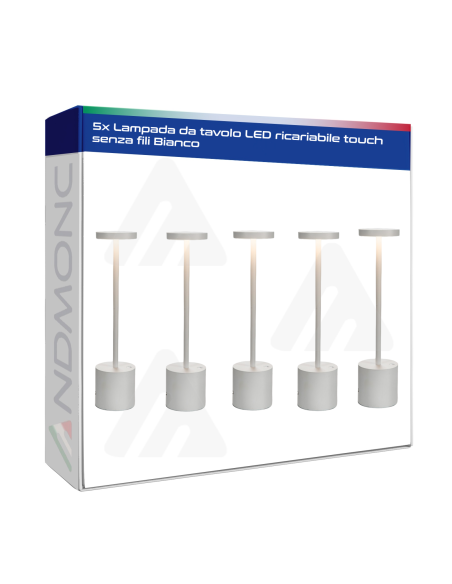 5 Pezzi Lampada da tavolo LED ricariabile touch senza fili Bianco