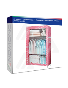 Armadio guardaroba in Tessuto resistente Rosa porta vestiti