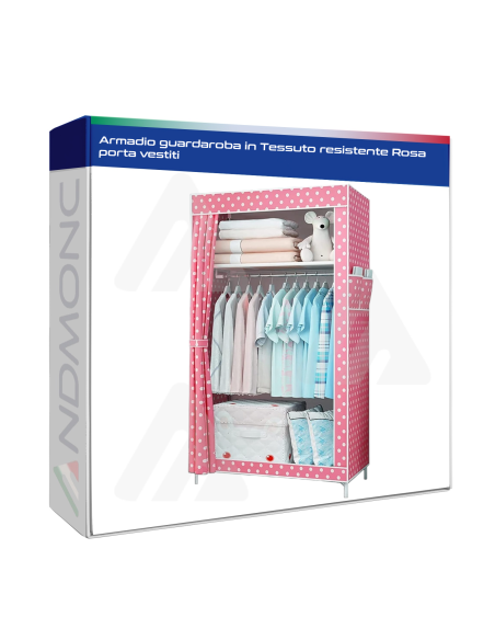 Armadio guardaroba in Tessuto resistente Rosa porta vestiti