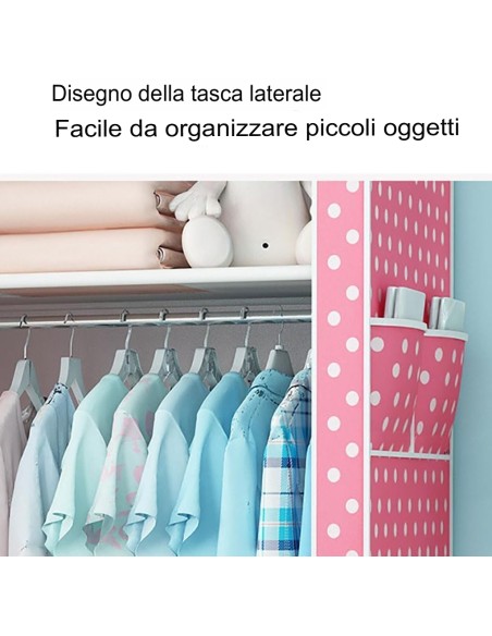 Armadio guardaroba in Tessuto resistente Rosa porta vestiti