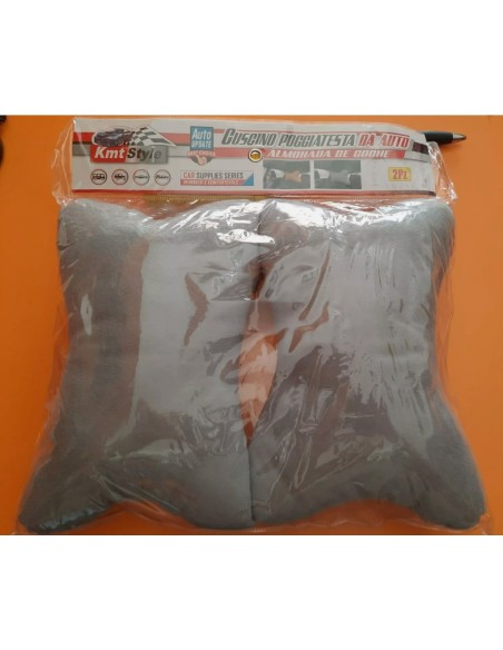 2 Pezzi Cuscini Poggiatesta Auto Ergonomici e Traspiranti Colore Nero / Grigio