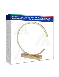 Lampada da Tavolo LED 12W Design Curva Oro Bianco Touch...