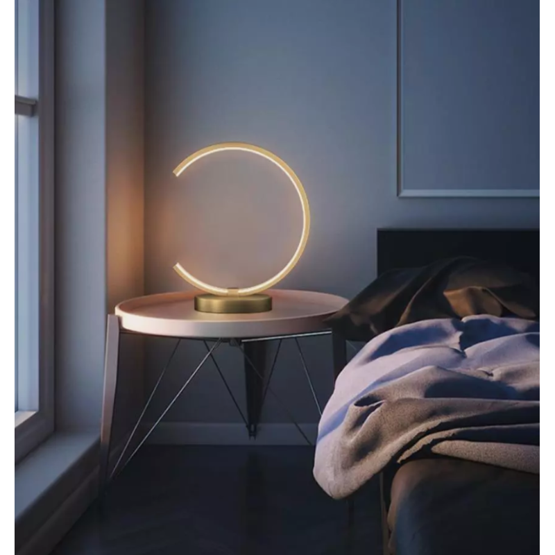 Lampada da Tavolo LED 12W Design Curva Oro...
