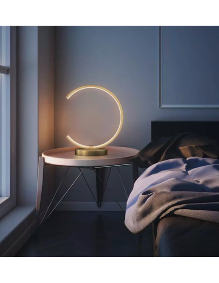 Lampada da Tavolo LED 12W Design Curva Oro Bianco Touch Scrivania Comodino IP20